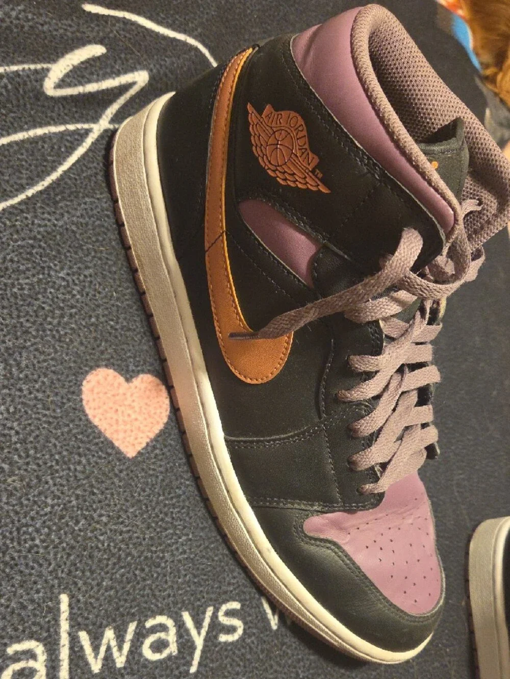 Nike Air Jordan High-Top Sneakers — Black, Purple & Brown Accents